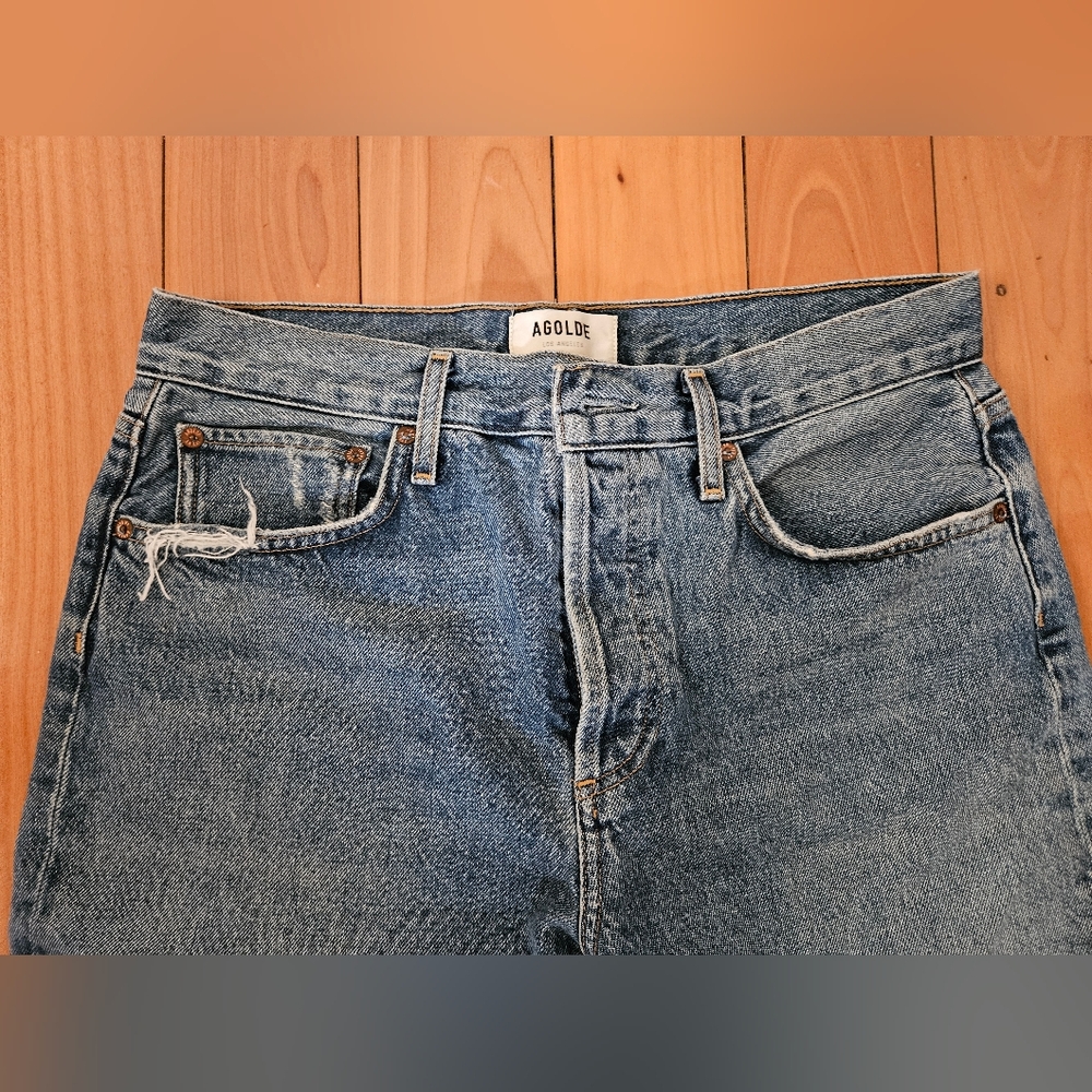 Agolde Classic Blue Denim Jeans - Picture 6 of 12